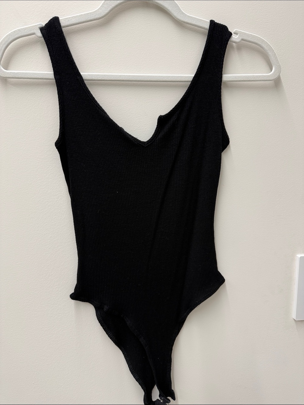 Aqua Black Ribbed V-Neck Bodysuit
